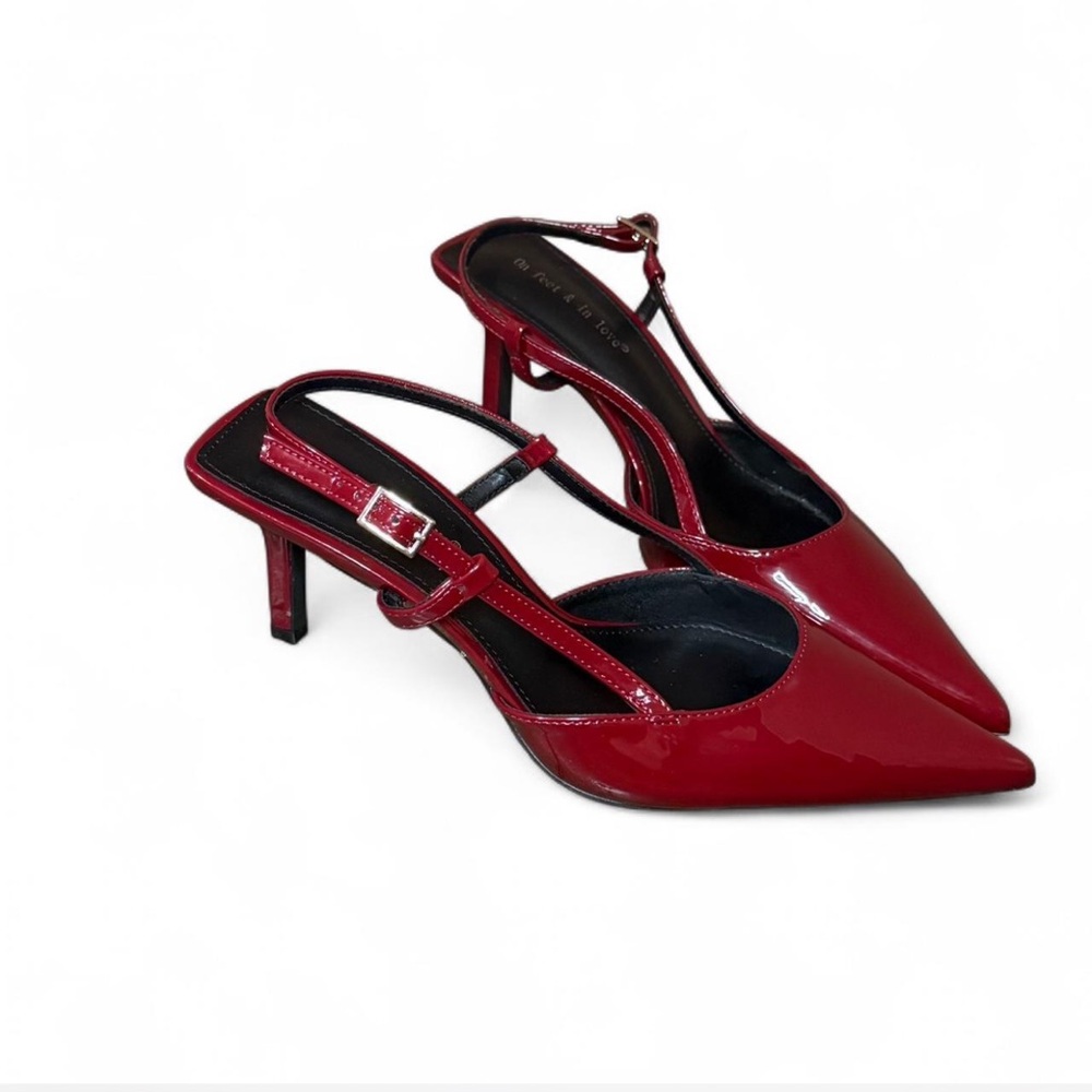 Red Patent Leather Slingback Heels